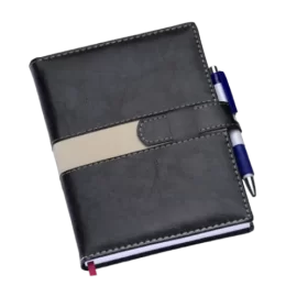 Agenda Executiva Preta c/ Fecho e Suporte p/ Caneta