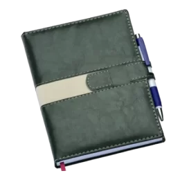 Agenda Executiva Verde c/ Fecho e Suporte p/ Caneta